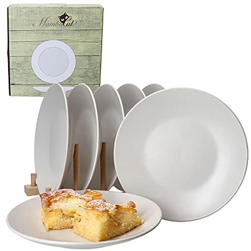 MamboCat White Biata 6X Kuchen-Teller I Steingut-Geschirr matt-weiß für 6 Personen - zeitlos-Elegantes Design I 6er Dessert-Teller-Set - in moderner Matter Optik I Teller klein weiß 6 Stück