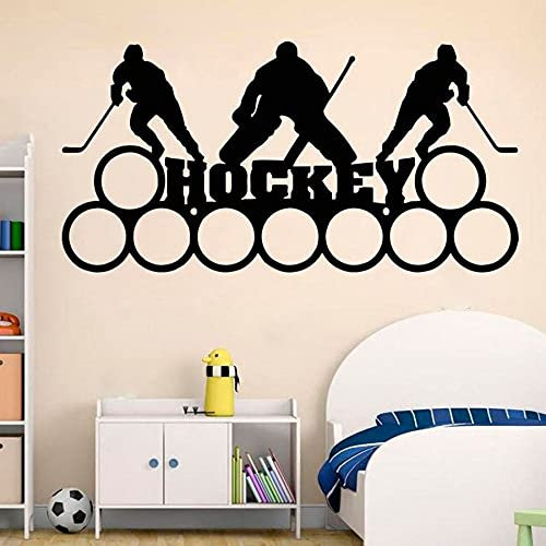 NSRJDSYT Hockey Wandtattoo Kunst personalisierte Benutzerdefinierten Namen Sport Kinder Jungen Schlafzimmer Wohnkultur Eishockey Vinyl Aufkleber Stadion Wandbild 42x82cm