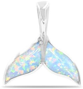 Starborn Kultivierter Opal Walflosse Anhänger aus Sterlingsilber - Klein