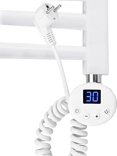 EMKE Elemento calefactore de varilla calefactora, con termostato y pantalla LCD, 600W, barra de calefacción eléctrica para elemento de calefacción de radiador de baño, acero inoxidable