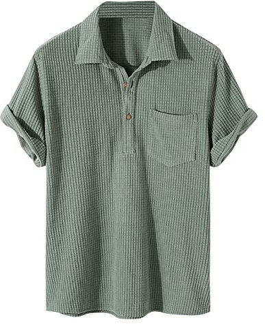 Jaskdconsy Poloshirt Herren mit Brusttasche Frühling und Sommer Polohemd Button Revers T-Shirt Leicht Atmungaktives Sportliches Kurzarmshirts für Männer Golf und Büro Poloshirt Freizeitshirt