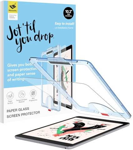 Hocents. Paperfeel Protection d'écran en verre compatible avec iPad 9e/8e/7e génération 10,2 [Outil d'alignement automatique] [Kit EZ] [Verre trempé]