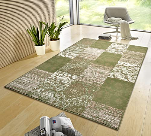 Hanse Home Gloria Teppich 160x230cm – Wohzimmerteppich Mehrfarbig Modern Velours Teppich Schlafzimmerteppich für Flur, Esszimmer, Schlafzimmer, Kinderzimmer, Wohnzimmer, Küche – Green Creme