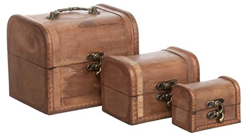 Brandsseller 3er Truhenset Aufbewahrungsboxen Deko Holzkisten Strand-Stil Truhen Koffer Helles Holz