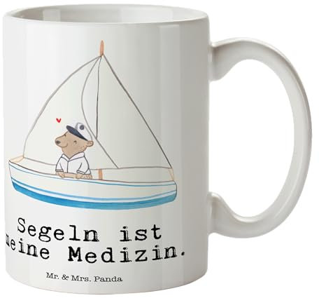 Mr. & Mrs. Panda Tasse Segeln - Geschenk, Designer Tasse, Kaffeetassen, Teebecher, Cappuccino Tassen, Sportart, Segeltörn, Teetasse, Segelboot,