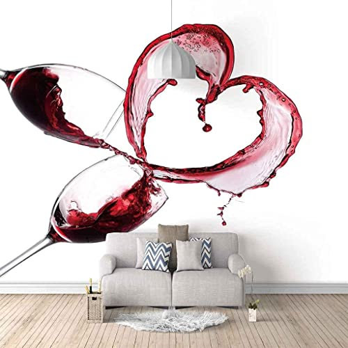 Papier Peint Photo Verre À Vin De Mode 3D Mural Chambre Canapé Tv Toile De Fond Peintures Murales 3D Papier Peint 3D Salon Le Mur Pour Chambre Effet Mural Peler Et Coller Mur Photo- 350(L)x256(H)cm