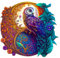 Blumuze Holzpuzzle Erwachsene, Yin Yang Eule Holzpuzzle Einzigartige Tierform Puzzleteile, Holz-Puzzle, Puzzle aus Tierteilen, Puzzle Holz Erwachsene mit Geschenkbox aus Holz 200 Stück(M-11.8*11.8in)