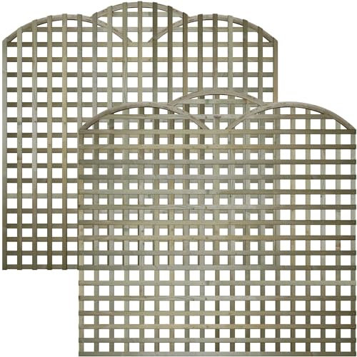 Triple Dome 6x5ft (W: 6ft x H: 5ft) Traditional Art Deco Style Cloud-Topped Pressure-Treated Trellis Panel 60-70mm Privacy Squares Fence Topper/Wall Art Width 1828mm x Height: 1500mm