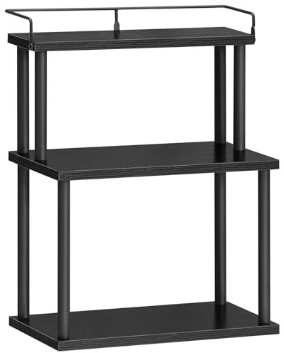 HOOBRO Étagère à Épices, Porte-Épices à 3 Niveaux, Organisateur, Étagère de Rangement, avec Barres de Protection, Conception Ouverte, pour Plan de Travail de Cuisine, Bureau, Salon, Noir EBB02TL01