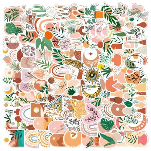 Luckious 100 PCS Bohemian Style Stickers, Bohemian Aesthetic Stickers, Vinyl Waterproof Stickers, Vintage Aesthetic Art Deco Stickers for Laptops, Mugs, Luggage and Other Smooth Surfaces