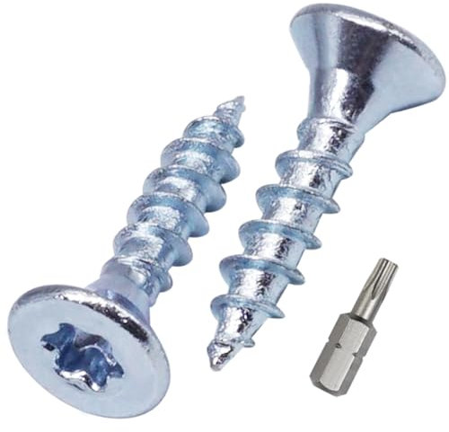 SKIR'CO (100 pcs) Zinc Plated Steel Wood Screws 3.5 x 16 mm, Torx Head, Countersunk Head, Chipboard Screws, Fully Threaded