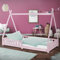 ML-Design Kinderbett Tipi 90x200 cm Rosa mit Rausfallschutz, Lattenrost, aus massivem Kiefernholz, Indianer Bett für Mädchen, Hausbett mit Zaun, Bodenbett Kinderhaus Holzbett Jugendbett Spielbett Zelt