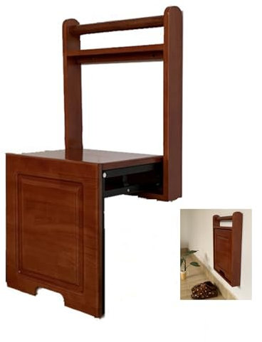 LFIEVO Schuhwechselhocker mit Armlehnen Unsichtbarer Klappstuhl aus Massivholz Wandschemel für Schuhwechsel Klappstuhl Belastbarkeit 150 Kg Sanftes Absenken