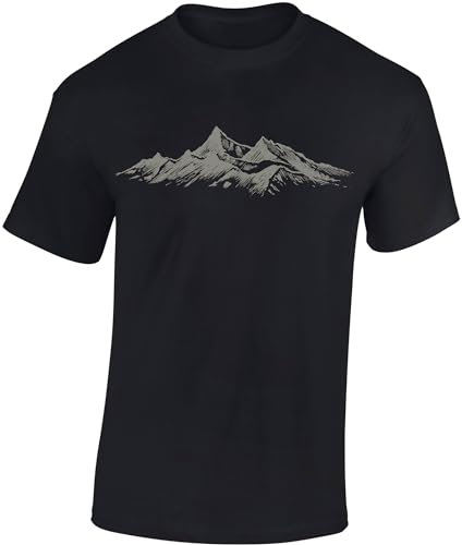 Baddery Wander Tshirt Herren : Alpengipfel - Kletter T-Shirt Männer - Geschenk für Wanderfreunde - Bergsteiger Ausrüstung (Schwarz 4XL)