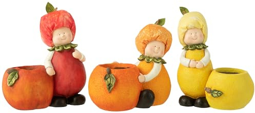 J-Line Kind Pflanzer Zitrone/Orange/Apfel - Polyresin - Mix - Large - 3er Set