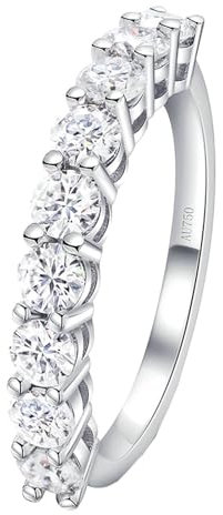 Skcess 18 Karat Weißgold Ring Weiß Diamant Runden, Matching Rings 0,1 ct Runder Diamant Ring Damen Größe 49 (15.6)