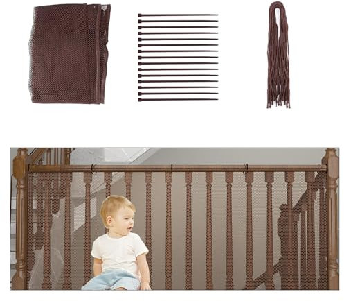 3M Treppenschutznetz, Verdicken Niedlich Tier Schutznetz Treppe, Sicherheitsnetz Treppe für Babys und Haustieren, Treppen Schutz Sicherheitsnetz (braun)