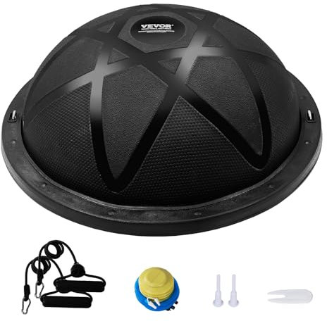 VEVOR Halb-Gymnastikball-Trainer, 23 Zoll Balance Ball Trainer, 660 lbs Tragkraft Stabilitätsball, Yoga-Ball mit Widerstandsbändern und Pumpe, Kraft-Fitnessball für das Heim-Fitnessstudio