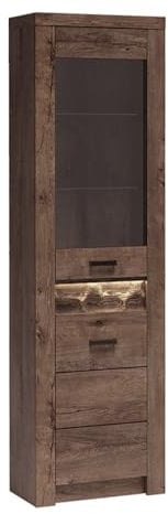 Lomadox Eckschrank Eck-Vitrine Standvitrine Vitrinen-Eckschrank Wohnzimmerschrank modern in braun
