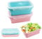 Cragmut 2 Piezas Fiambreras Plegables, 800 ML Cuenco Plegable con Tapa Tazón Plegable a Prueba de Fugas para Oficina Camping Picnic (Azul y Rosa)