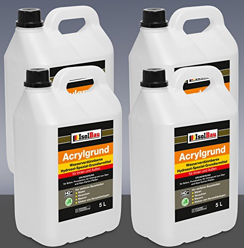 Isolbau Base acrylique – 20 l d'apprêt diluable à l'eau pour un apprêt professionnel en intérieur et en extérieur