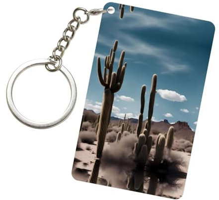 PHAYAH Acryl-Schlüsselanhänger, rechteckig, dekoratives Accessoire zum Verschenken, kreativer Schmuck, Geschenk, schönes Kaktus-Muster, Transparent, Einheitsgröße