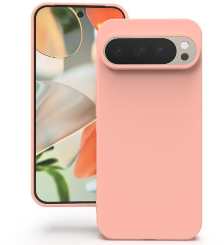 YATWIN Cover per Google Pixel 9, Google Pixel 9 Pro, Custodia in Silicone Morbido con Tagli di Precisione per Fotocamera, Design Ultra Sottile, Protezione 360° con Bordi Rialzati, Rosa