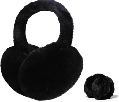 Votoko Cache-Oreilles d'Hiver pour Femme, Pliables et Chauds, Couvre-Oreilles en Peluche Douce, Cache-Oreilles d'Extérieur Tricotés, pour hommes, femmes et enfants (noir)
