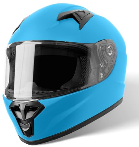 VINZ Parana Casco Integrale con Visiera Bambino | Casco Moto / Scooter | nelle taglie dalla YS-YXL | Certificato ECE 22.06 | Disponibile in diversi colori - Blu opaco
