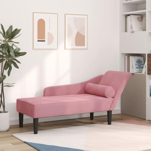 Willood Chaiselongue mit Kissen Rosa Samt