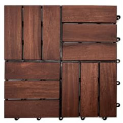 Woodtex Terrassenfliesen 30x30x2,4cm|klickfliesen Balkonfliesen aus Akazien|Akazienholz 6 Latten Bodenbelag für Balkon & Terrasse - Wetterfest mit PVC Träger|dunkel geölt