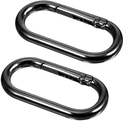 JIYIN 2 Stück Oval Spring Karabinerhaken Groβe, 1.96×0.98 Schwarz Metall Ringkarabiner Karabinerhaken Schlüsselring Spring Buckle Clip Schlüsselanhänger für DIY Geldbörsen Schlüsselkette Rucksack