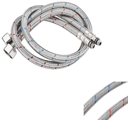 Yeenano Tuyaux de Raccordement Robinets G3/8 x M10 60cm,2 Pièces Flexibles Chaude et Froide Robinets Tressé en Acier Inoxydable avec Ruban D'étanchéité Tuyau Raccordement pour Cuisine Douchette Evier