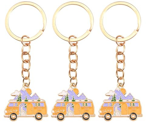 Porte-Clés De Camping-Car 3 Pièces, Porte-Clés De Voyage Rétro, Porte-Clés RV Amusants, Pendentifs De Sac Créatifs, Pendentifs De Décoration De Clés