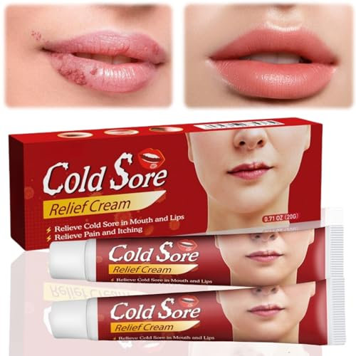 2PCS Cold Sore Cream,Cold Sore Treatment,Cold Sore Relief Cream,Natural Formula Coldsore Cream to Reduce Pain and Itching,Mouth Ulcer Treatment for Adults,Fast Acting Sore Lips Treatment Cream