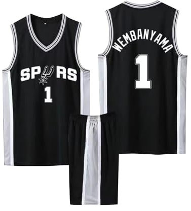 2-Teiliges Kinder/Erwachsene Basketball Trikot Shirt und Shorts, Kinder/Erwachsener Basketball Trikot Set, Basketball-Spieltrikots für Herren/Jungen schwarz M