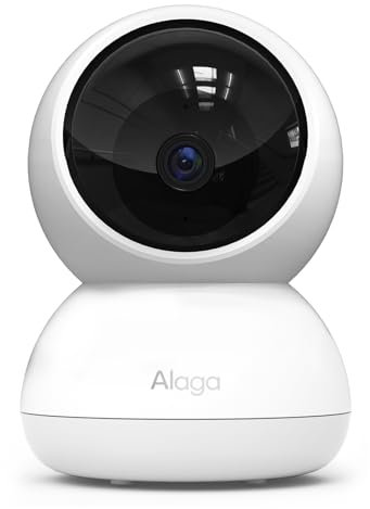 Alaga 3K WLAN-Überwachungskamera, 360°, Nachtsicht, AI Bewegungserkennung, Zwei-Wege-Audio, 5G &2.4Ghz WiFi, kompatibel mit Alexa und Google Home, Innenkamera, weiß, Enthält 32G TF-Karte