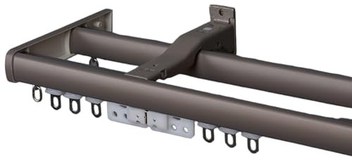 Bastoni per Tende/Aste per Tende Binario Doppio per Tende per Finestre A Bovindo, Stanze, Divisorio, Camper E Doccia(Champagne,90cm/2.95FT)