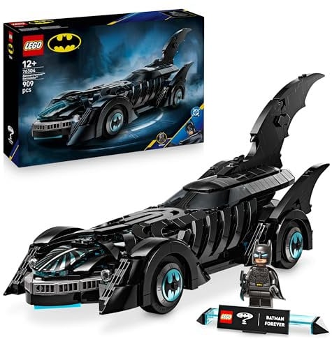 LEGO DC Batman Forever Batmobil – Superhelden Fahrzeug mit Minifigur – mit aufklappbarem Cockpit und detailgetreuem Innenraum – Geschenk für Jungen ab 12 Jahren, Teenager und Erwachsene Fans – 76304