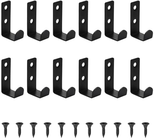 APOMOONS 12 Piezas Ganchos para Colgar, Perchero Pared Negro, Colgadores Pared de L, Percha Pared, Colgador de Bolsos,Ropa Sombrero Toallas Llaves Bolsos Hogar Baño Cocina, Ganchos con 12 Tornillos