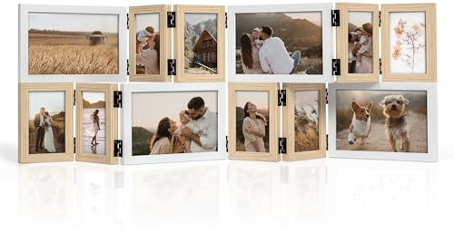 SUMGAR Bilderrahmen Collage Holz Weiß Mehrere 10x15 Fotorahmen Tischrahmen Wandrahmen mit HD Glas Modern Desktop für Muttertag, Vatertag, Geburtstag