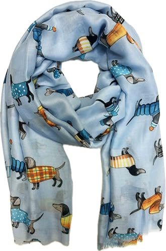 XL Hunde Dacke Dog Seide Fashion Frühling Schals Sommer Herbst Halstuch Übergangsschal Stola Leicht Tuch Silk (Blau)