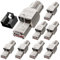VCELINK Connettori RJ45 Senza Attrezzi, Lega di Zinco Plug RJ45 Cat 7 Schermato, Fino a 10 Gbps, Supporto per Cavo Ethernet da 22 a 24 AWG, 8 Pezzi
