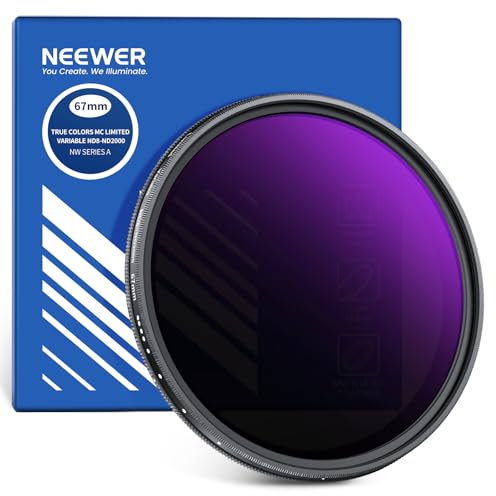 NEEWER 67mm Filtro ND Variabile (ND8-2000), True Colors e Hard Stop, Filtro Densità Neutra Limitata Regolabile 3-11 Stop per DSLR Mirrorless Camera, Vetro Ottico Multistrato, Telaio Sottile Alluminio