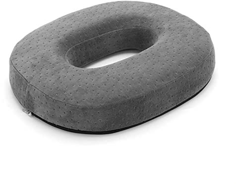 Youyijia Sitzring Steißbein Entlastung Orthopädisches Sitzkissen Memory Foam Stuhlkissen Hämorrhoiden Sitzkissen Zur Entlastung Wirkt Schmerzlindernd Fördert Durchblutung Mit Griff Grau 43 x 37 x 7CM