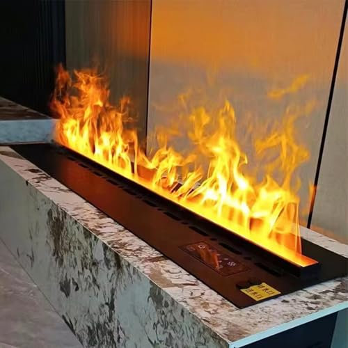 Wasserdampfkamin 3D-Zerstäubungsflamme,Dimmbar,Einbau-Elektrokamin Mit Fernbedienung Und Touchpanel,9-Farben-Flammensimulation,Innendekoration,80x24x18cm/31.4x9.4x7in