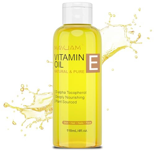 MAYJAM Vitamin E Oil - 118ML - Pure and Natural Vitamin E Oil for Skin, Strengthens and Moisturizes Hair, for Dryness, Wrinkles, Uneven Skin Tone