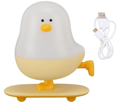 Spacnana Skateboard Hühnchen Nacht Helles Warmes Licht LED Stiefe Dimmen Süße Hühnchen -Nacht -Lampe für Heimschlafzimmer