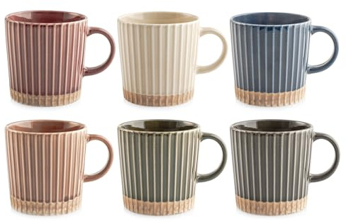 H&H Set 6 Tazze Jumbo Land in New Bone China – 400 cc – Colori Assortiti – Tazze Grandi da Colazione o Tisana – Lavabili in Lavastoviglie – Idonee al Microonde