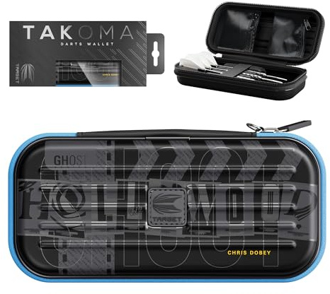 Target Darts Chris Dobey Ghost Series Takoma Wallet Regular – Dartkoffer schwarz/weiß | Hollywood“ Darttasche mit Reißverschluss | professionelles Zubehör | Platz für 3 komplett montierte Darts